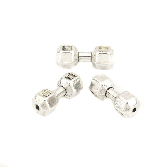 Image de Perles en Alliage de Zinc Barre à Disques Argent Vieilli 21mm x 7mm, Trou: env. 1.5mm, 20 Pcs