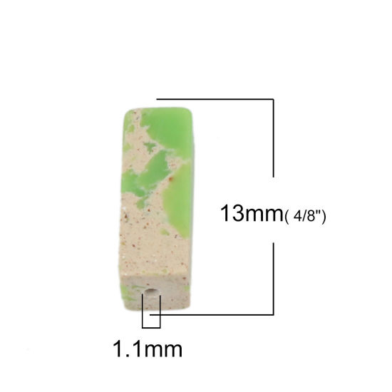 Изображение Камень ( Природный ) Бусины Изумрудный Прямоугольник Трещина Примерно 13мм x 4мм, Размер Поры 1.1мм, 10 ШТ