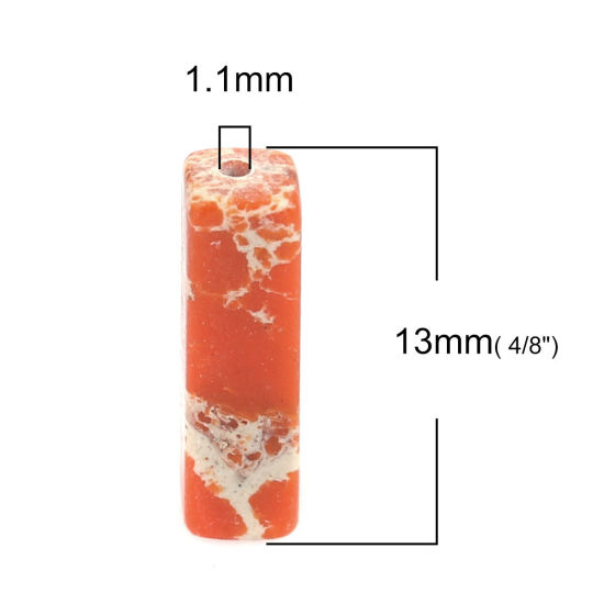 Изображение Камень ( Природный ) Бусины Оранжево-красный Прямоугольник Трещина Примерно 13мм x 4мм, Размер Поры 1.1мм, 10 ШТ