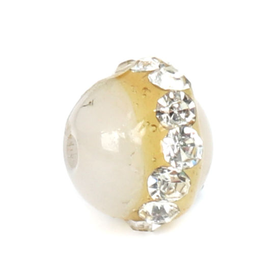 Picture of (Grade B) Agate ( Natural ) Beads Round White Clear Rhinestone About 7mm x 6mm, Hole: Approx 1.2mm, 10 PCs
