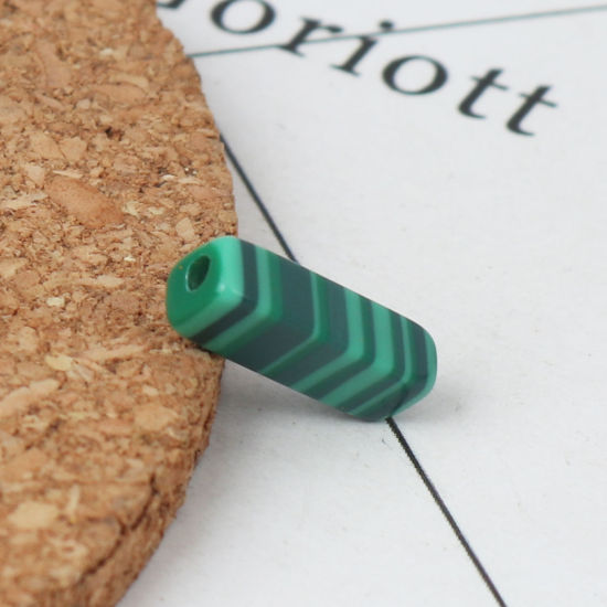Picture of Malachite ( Natural ) Beads Rectangle Green About 13mm x 5mm, Hole: Approx 1.4mm, 10 PCs