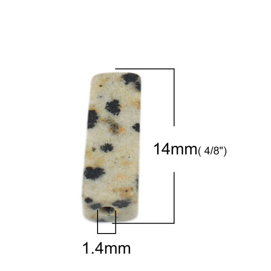 Изображение Камень ( Природный ) Бусины Оff-Белый Прямоугольник Пятнышко Примерно 14мм x 5мм, Размер Поры 1.4мм, 10 ШТ