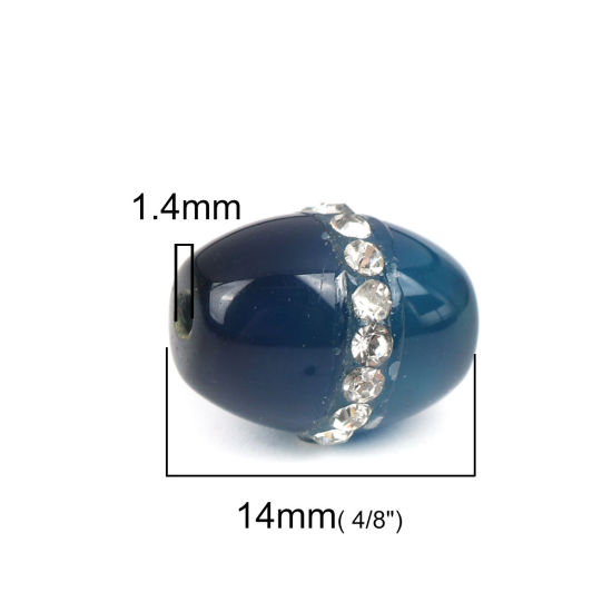 Изображение (Сорт A) Агат ( Природный ) Агатовые Бусины Бусины Барабан Темно-синий Прозрачный Страз 14мм x 11мм, Примерно 1.4мм диаметр, 5 длина ШТ