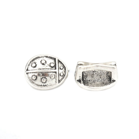 Picture of Zinc Based Alloy Slide Beads Ladybug Animal Antique Silver Color About 9mm x 8mm, Hole:Approx 6.2mm x 1.9mm 100 PCs