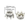 Picture of Zinc Based Alloy Beads Caps Crown Antique Silver Color (Fit Beads Size: 8mm Dia.) (Can Hold ss4 Pointed Back Rhinestone) 11mm x 6mm, 5 PCs