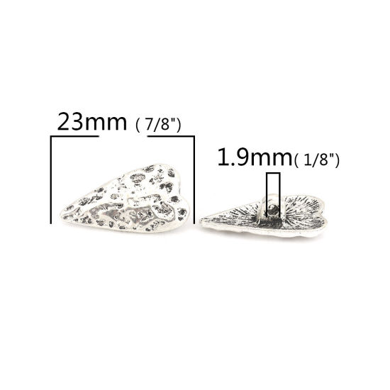 Picture of Zinc Based Alloy Sewing Shank Buttons Heart Antique Silver Color 23mm x 13mm, 20 PCs