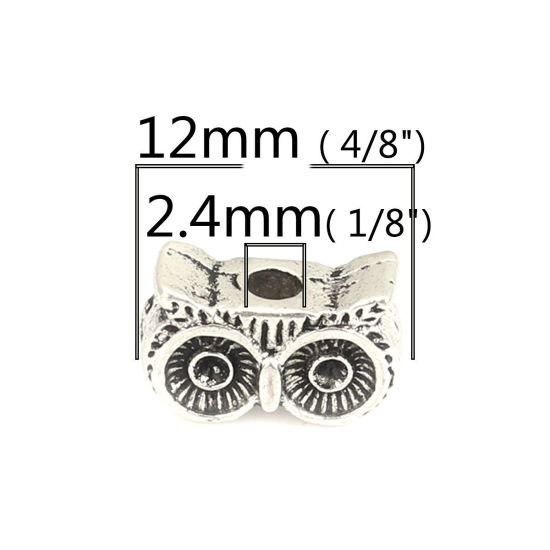 Bild von Zinklegierung Zwischenperlen Spacer Perlen Eule Antiksilber (haltend für ss5 Spitzboden Strasssteine) ca. 12mm x 8mm, Loch:ca. 2.4mm, 20 Stück
