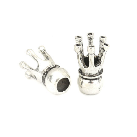 Zinc Based Alloy Beads Crown Antique Silver Color About 18mm x 12mm, Hole: Approx 5.1mm, 10 PCs