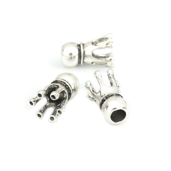 Imagen de Zamak Cuentas Corona Plata Antigua Aprox 18mm x 12mm, Agujero: Aprox 5.1mm, 10 Unidades
