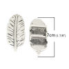 Picture of Zinc Based Alloy Slide Beads Feather Antique Silver Color About 4.7cm x 1.3cm, Hole:Approx 10.5mm x 2.4mm 20 PCs