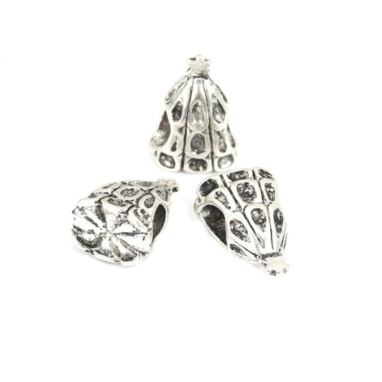 Immagine di Lega di Zinco Perline Albero di Natale Argento Antico Circa 13mm x 10mm, Foro:Circa 4.5mm, 10 Pz