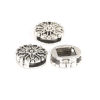 Picture of Zinc Based Alloy Slide Beads Round Flower Antique Silver Color About 16mm Dia, Hole:Approx 12.2mm x 2.4mm 30 PCs