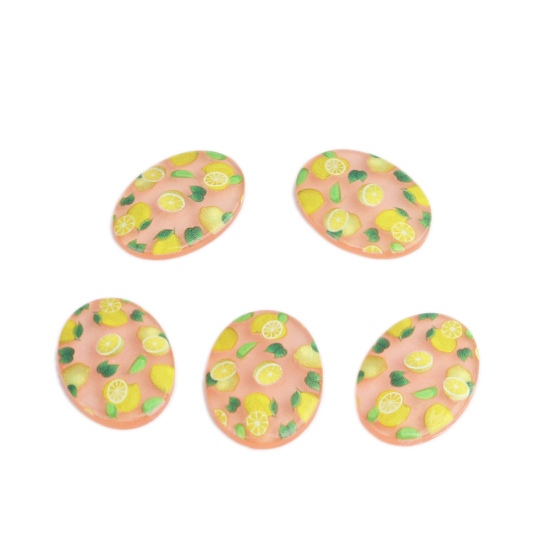 Image de Cabochon Dôme en Résine Citron Multicolore Ovale 26mm x 19mm, 10 Pcs