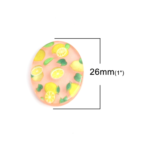 Image de Cabochon Dôme en Résine Citron Multicolore Ovale 26mm x 19mm, 10 Pcs