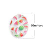 Picture of Resin Dome Seals Cabochon Watermelon Fruit Multicolor Oval Pattern 26mm x 19mm, 10 PCs