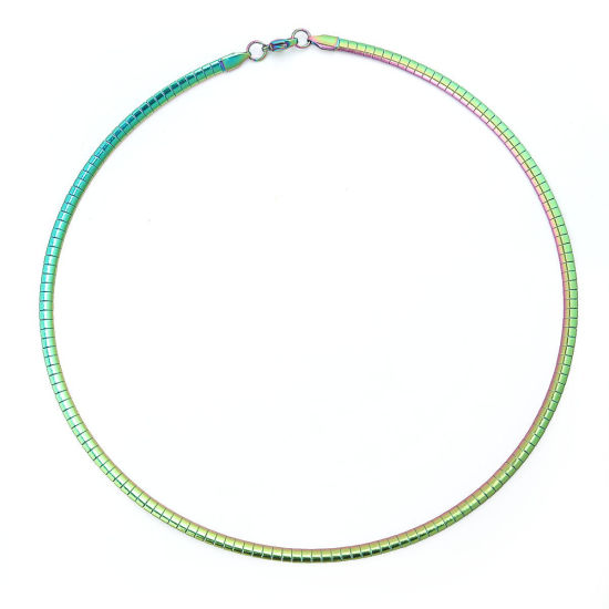 Picture of 304 Stainless Steel Collar Neck Ring Necklace Multicolor Round Plating 45cm(17 6/8") long, 1 Piece