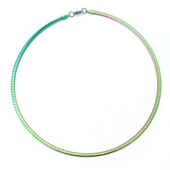 Image de 1 Pièce Collier Tour de Cou en 304 Acier Inoxydable Placage sous Vide Rond Multicolore Placage 45cm long