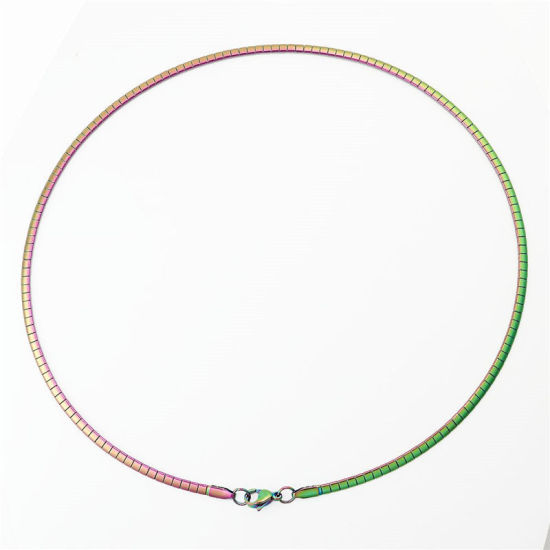 Image de 1 Pièce Collier Tour de Cou en 304 Acier Inoxydable Placage sous Vide Rond Multicolore Placage 45cm long