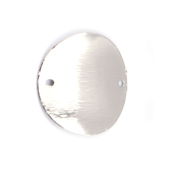 Bild von Messing Verbinder Rund Silberfarbe Kurve 20mm D., 5 Stück