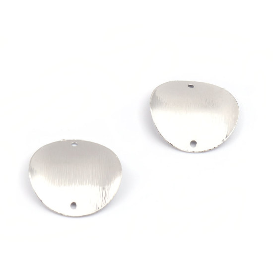 Bild von Messing Verbinder Rund Silberfarbe Kurve 20mm D., 5 Stück