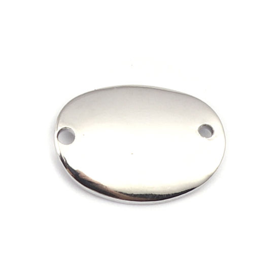 Bild von Messing Verbinder Oval Silberfarbe Kurve 19mm x 14mm, 5 Stück                                                                                                                                                                                                 