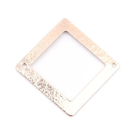 Image de Connecteurs en Laiton Carré Or Rose Creux 22mm x 22mm, 5 Pcs