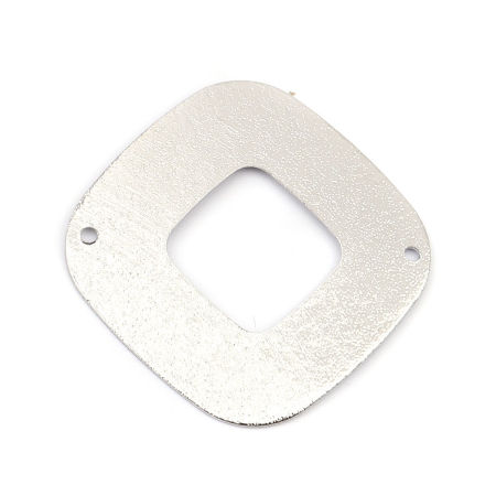 Picture of Brass Connectors Rhombus Silver Tone Sparkledust 3.5cm x 3.4cm, 5 PCs