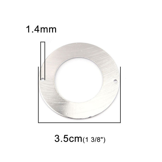 Picture of Brass Connectors Circle Ring Silver Tone Hollow 3.5cm Dia., 5 PCs                                                                                                                                                                                             