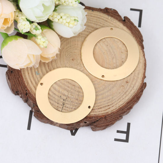Picture of Brass Connectors Circle Ring Gold Plated Embossing Hollow 3.5cm Dia., 5 PCs                                                                                                                                                                                   