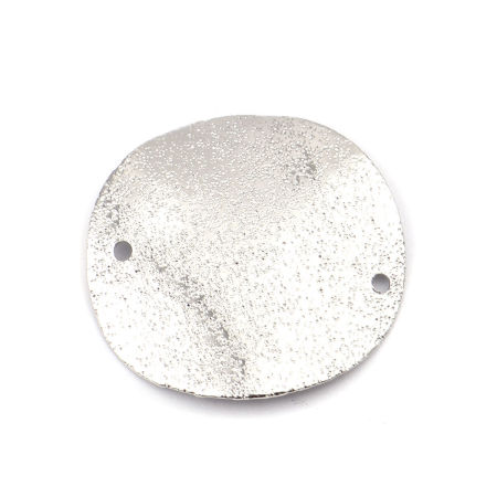 Picture of Brass Connectors Round Silver Tone Sparkledust 25mm Dia., 5 PCs