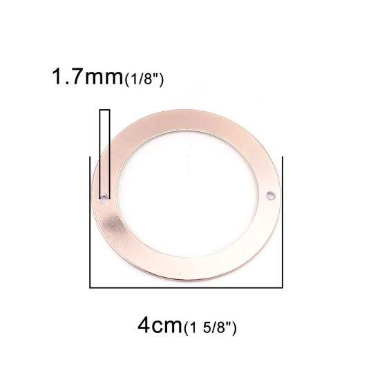 Imagen de Latón Conectores Anillo Oro Rosa Hueco 4cm Dia., 5 Unidades