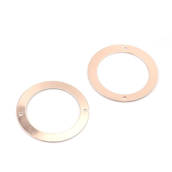 Imagen de Latón Conectores Anillo Oro Rosa Hueco 4cm Dia., 5 Unidades