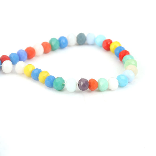 Picture of Glass Beads Flat Round At Random Mixed Faceted About 6mm Dia, Hole: Approx 1mm, 86cm(33 7/8") long, 2 Strands (Approx 90 - 95 PCs/Strand)