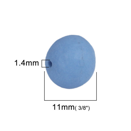 Bild von Keramik Perlen Rund Hellblau ca. 11mm D., Loch:ca. 1.4mm, 20 Stück