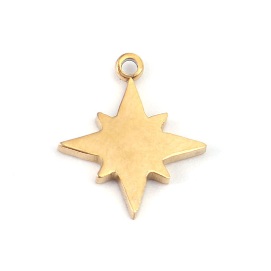 Picture of 304 Stainless Steel Galaxy Charms Star Gold Plated 11mm x 10mm, 2 PCs