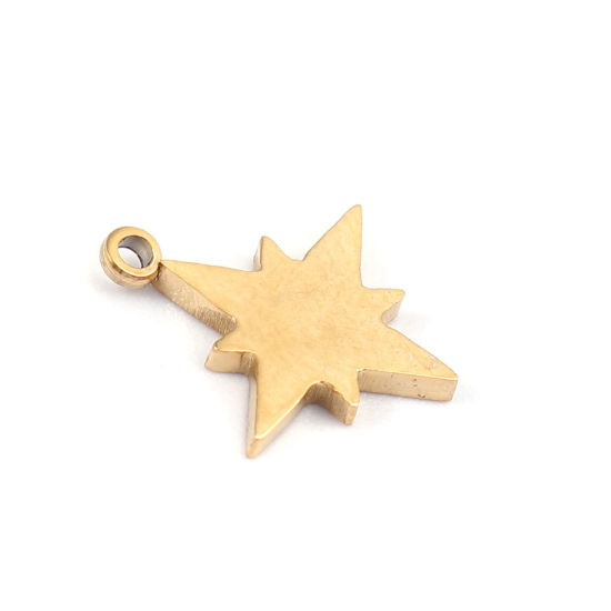 Picture of 304 Stainless Steel Galaxy Charms Star Gold Plated 11mm x 10mm, 2 PCs