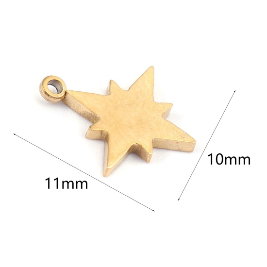 Immagine di 304 Acciaio Inossidabile Galassia Charms Stella Oro Placcato 11mm x 10mm, 2 Pz