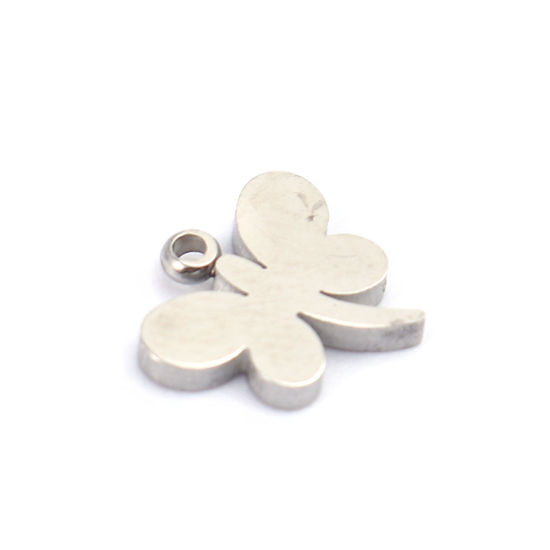 Immagine di 304 Acciaio Inossidabile Insetto Charms Farfalla Tono Argento 9mm x 9mm, 5 Pz