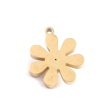 Image de Breloques en 304 Acier Inoxydable Doré Fleurs 11mm x 10mm , 5 Pcs