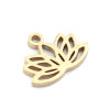 Image de Breloques Religieux en 304 Acier Inoxydable Fleur de Lotus Plaqué Or Véritable 18K Creux 10mm x 8mm, 2 Pcs