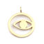 Imagen de 304 Acero Inoxidable Colgantes Charms Ronda 18K Oro Real Chapado Ojo Hueco 15mm x 12mm, 2 Unidades