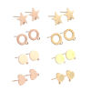 Picture of 304 Stainless Steel Ear Post Stud Earrings Pentagram Star Rose Gold W/ Loop 10mm x 10mm, Post/ Wire Size: (20 gauge), 2 PCs