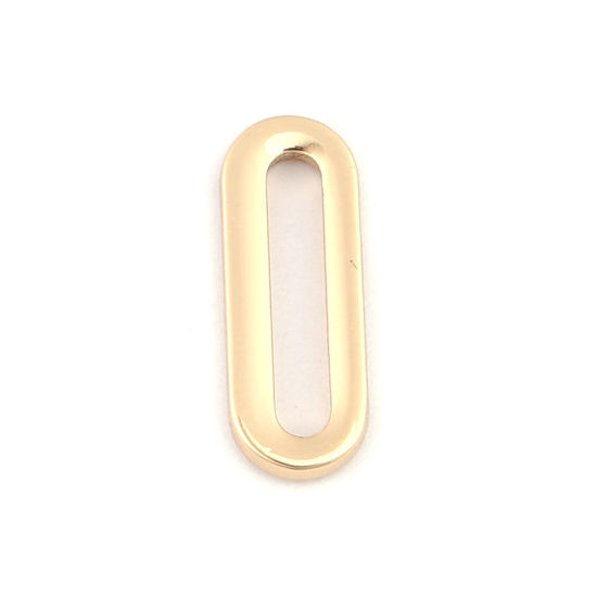 Picture of 304 Stainless Steel Charms 18K Real Gold Plated Oval Hollow 15mm x 6mm, 5 PCs