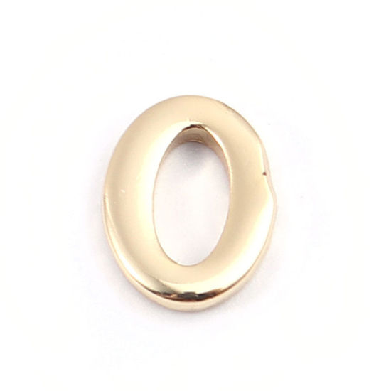 Picture of 304 Stainless Steel Charms 18K Real Gold Plated Round Hollow 8mm Dia., 5 PCs