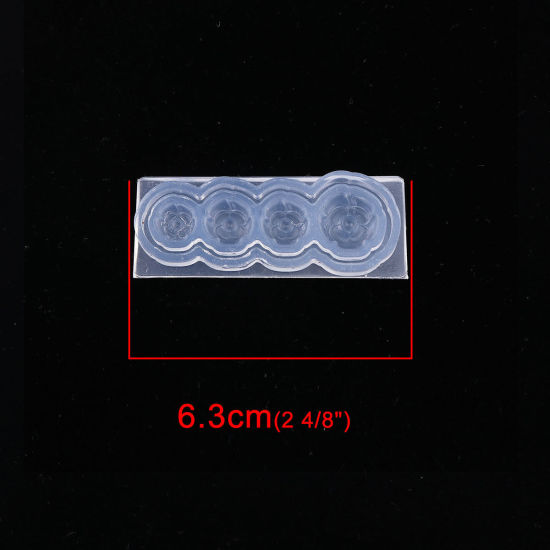 Imagen de Silicona Molde Rectángulo Transparente Flor 6.3cm x 2.5cm, 1 Unidad