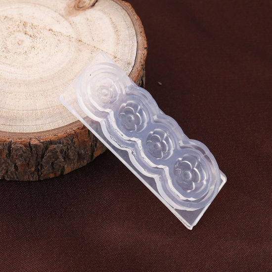 Imagen de Silicona Molde Rectángulo Transparente Flor 6.3cm x 2.5cm, 1 Unidad