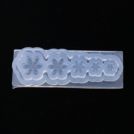 シリコン型・モールド シリコーン 長方形 クリア色 花 6.5cm x 2.2cm、 1 個 の画像