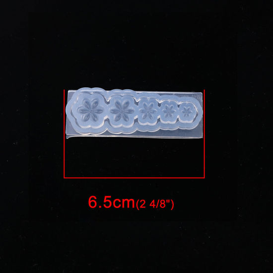 シリコン型・モールド シリコーン 長方形 クリア色 花 6.5cm x 2.2cm、 1 個 の画像