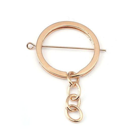 Picture of Zinc Based Alloy Keychain & Keyring KC Gold Plated Round 5.4cm x 3.8cm, 20 PCs