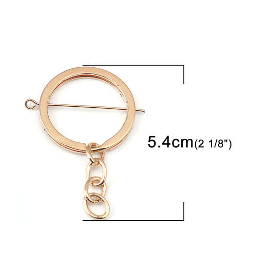 Picture of Zinc Based Alloy Keychain & Keyring KC Gold Plated Round 5.4cm x 3.8cm, 20 PCs